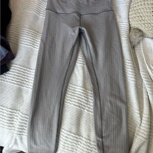 Lululemon Athletica Gray Striped 7/8 Leggings